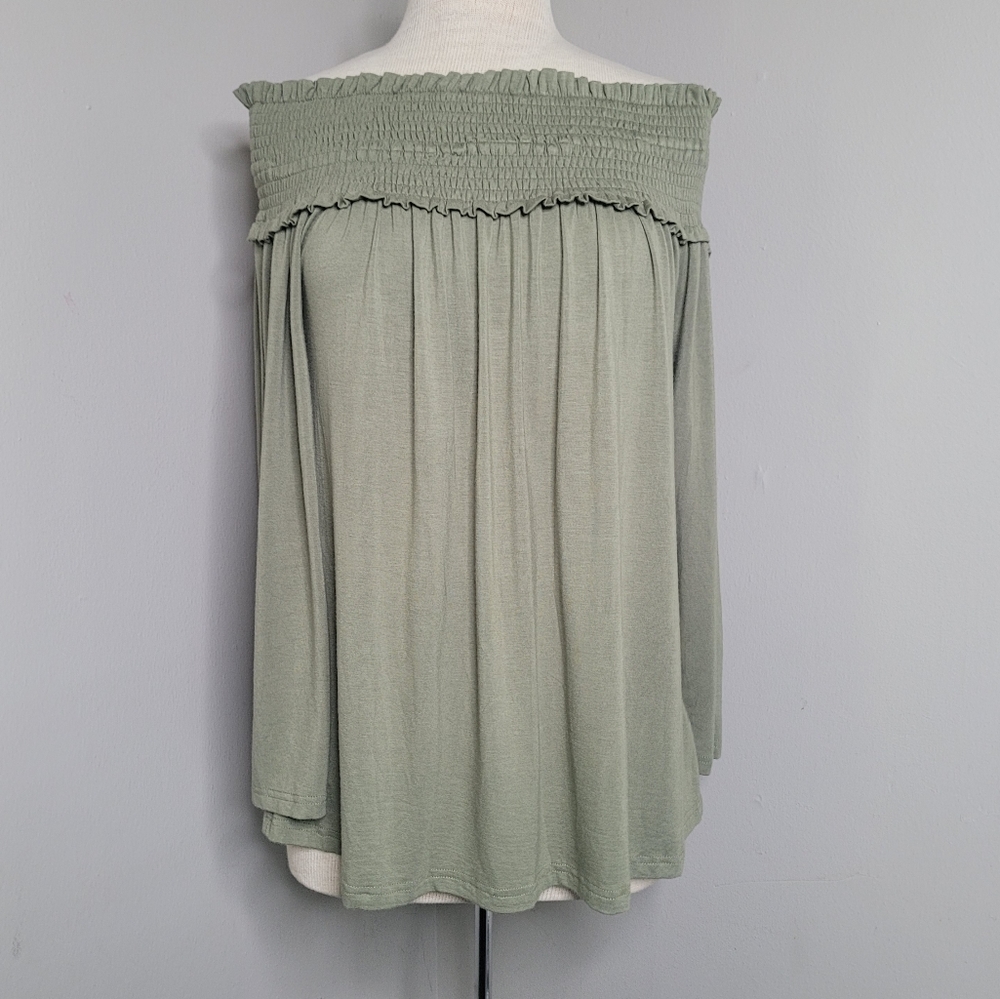 Maverick The Collection Green Open Shoulder Blouse
